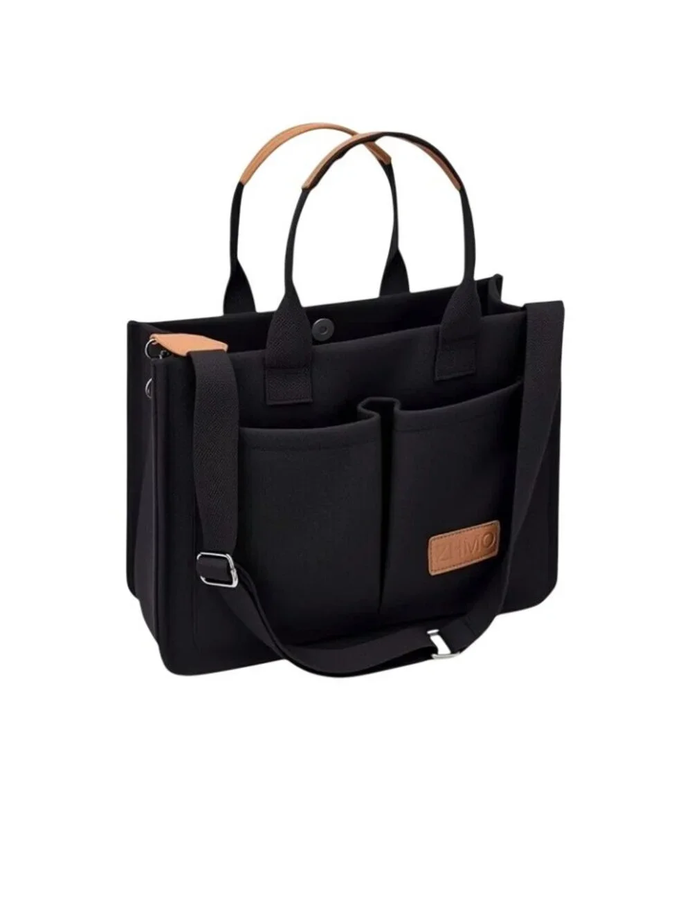 ZHMO Canvas Tote Bag With Pockets Crossbody Bags for Women in Black Purse